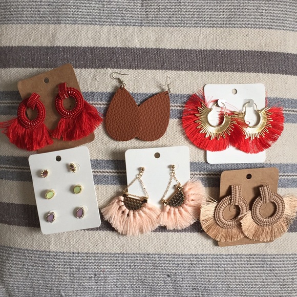 Jewelry - Bundle of 8 pairs of earrings boho tassels studs
